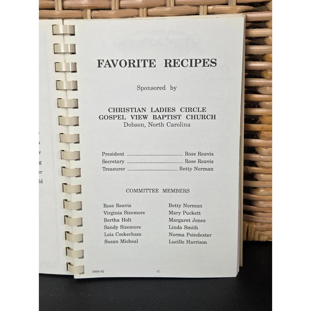 Gospel View Baptist Church Cookbook Recipe Book Dobson, NC